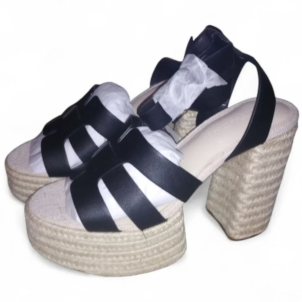 The Drop Women's Black Bea Platform Heel Size 7.5 - 4.6 Inch Heel